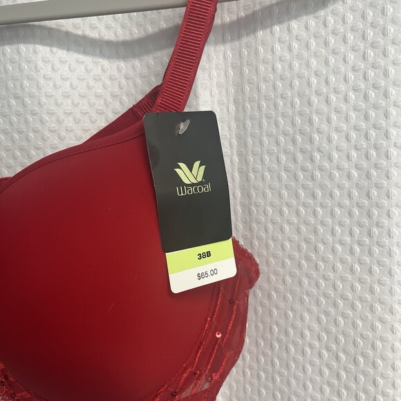 Wacoal Women’s La Femme Red Sequin Lace Under Wire T Shirt Bra 38B Valentines - Picture 3 of 6